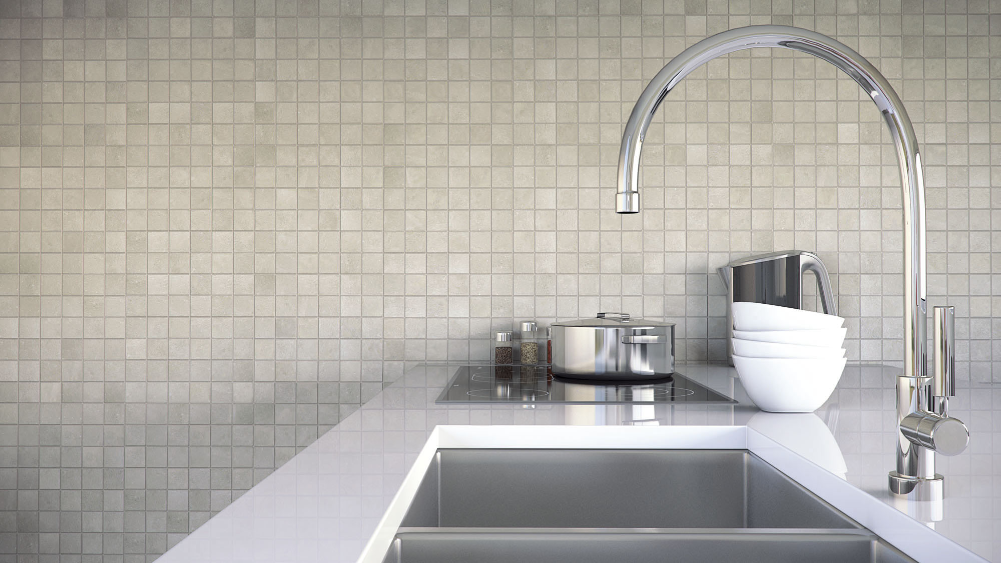 Kompact Mosaic White_Cozinha amb