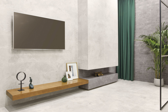 Cersaie 2021 - Stone Age White + Grey - Sala amb01