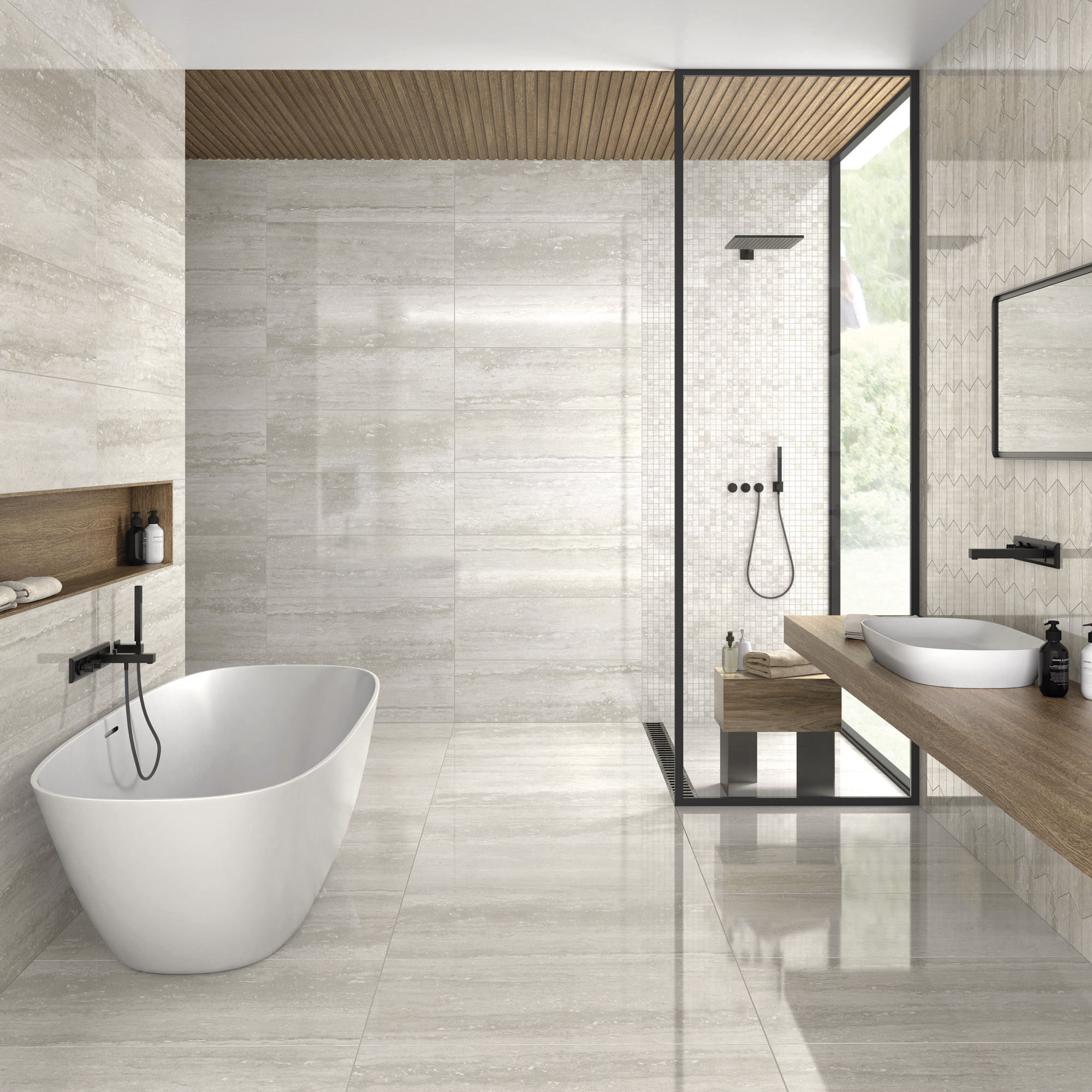 Pure Travertine Grey Polished - WC amb